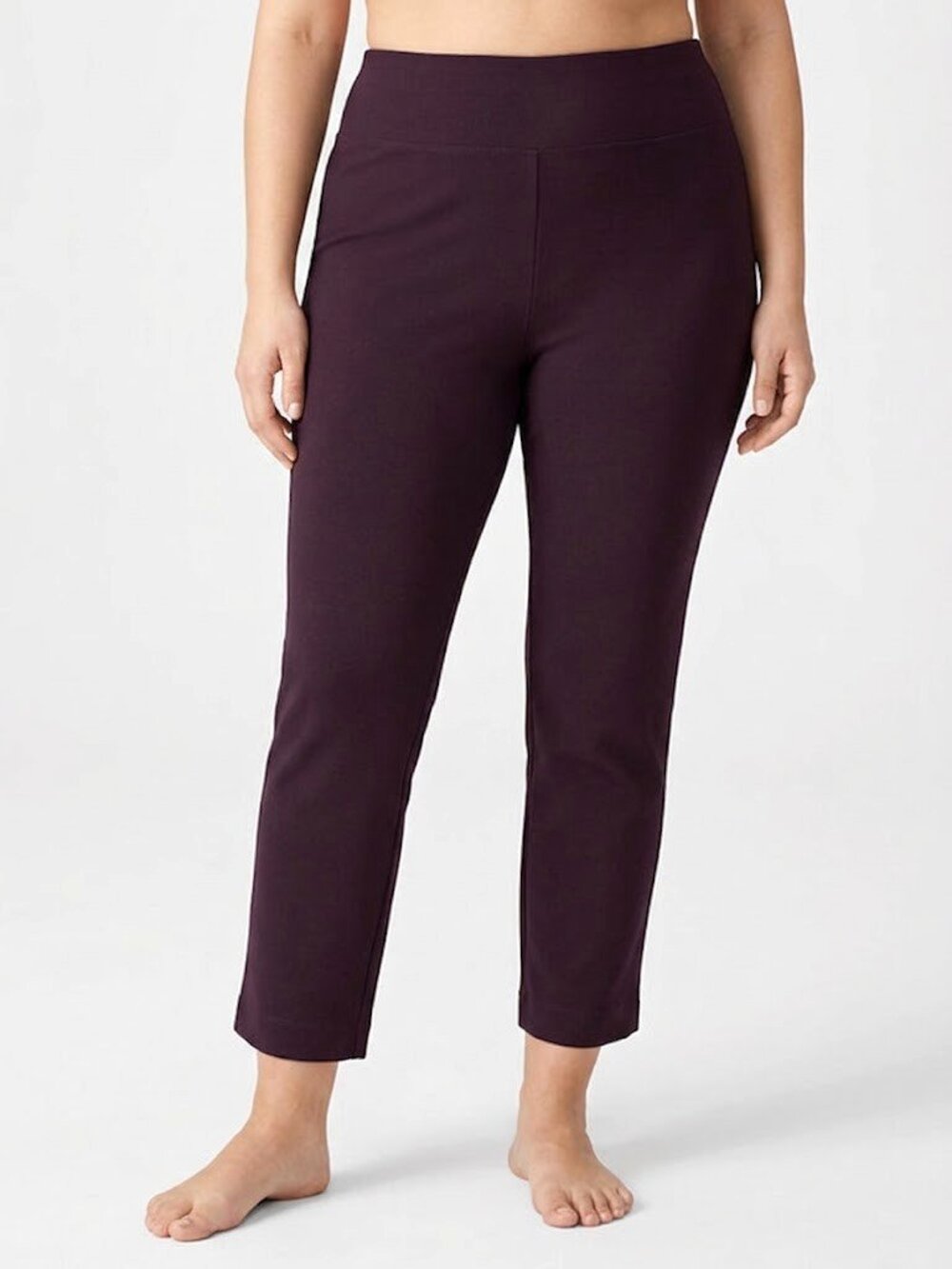 NWT Eileen Fisher High-Waist Slim Pant in Cassis Washable Stretch Crepe 1X
